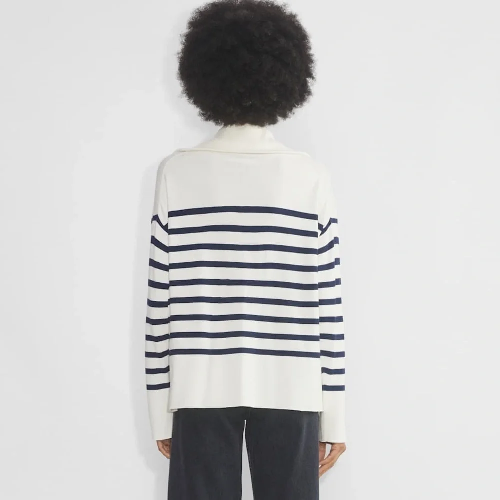Aritzia Babaton Overseas Sweater Striped Navy and White Size XL 100% Merino Wool - Picture 14 of 14